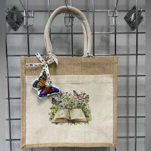Butterfly 🦋 & Book Printed Canvas Tote Bag - Brand 🆕